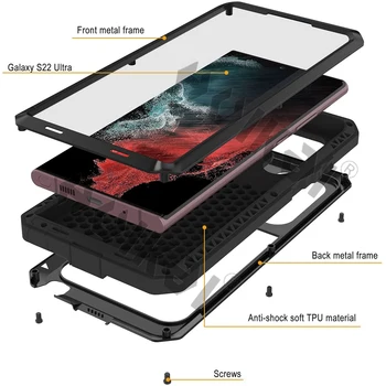 Калъф За Samsung S21 S22 Plus Ultra Note 20 Ultra Case Сверхпрочная Защита На Doom Броня Метална Алуминиева Телефон Луксозен Калъф Funda