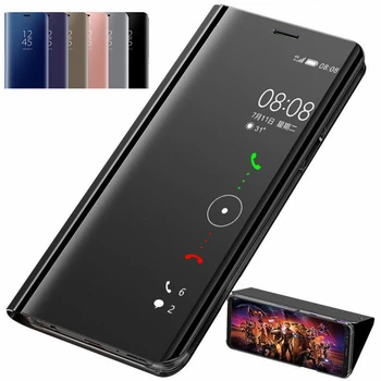 Умен Калъф за мобилен телефон с панти капак с огледален дисплей за Samsung Galaxy А01 А21 A41 A51 A71 A81 A91 A70 A50, Защитен калъф-поставка за A10 A80