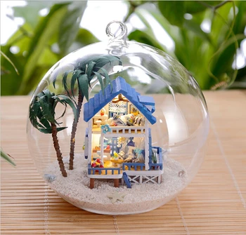 DIY 12 СМ Егейско Море Романтична Стъклена Топка Къща да се Съберат Подаръци, Играчки, Подаръци За Влюбени 