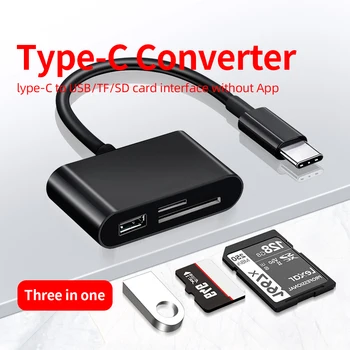 USB Type C Четец на карти за SD TF USB Връзка OTG USB Кабел, Micro SD/TF Четец на карти и Адаптер Преобразувател за Пренос на Данни за Macbook