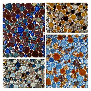 100 г Керамична Мозайка Плочки Смесени Цветове, Неправилни Овални Камъни, Мозайки 