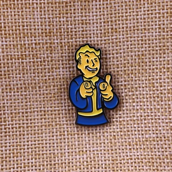 Vault Boy Качающаяся Главата на Fallout Емайла икона С Игла