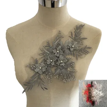 Високо качество на кристал цвете бродерия САМ дантела мрежа завързана яка шевни декорации и аксесоари за облекло