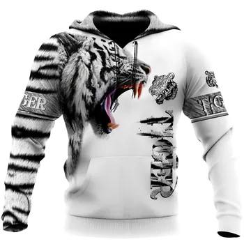 2022 Маркови Модни Есенни Мъжки Блузи с качулка, с изображение на Тигър, Лъвската Кожа, 3D Принт, Мъжки Hoody, Пуловер с Цип, Ежедневни Яке