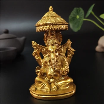 Златен Ганеша Статуя На Буда Слон Хиндуистки Бог Скулптури, Статуетки Украса На Дома Градина Ганеш Статуи За Дома