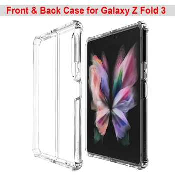 Устойчив на удари Силиконов Калъф за Samsung Galaxy Z Fold 3 Отпред и Отзад Прозрачен Калъф за Galaxy Z Fold3 Броня под формата на Миди Защитен Калъф