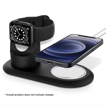 Силиконова Поставка за Зареждане, Слушалки 2 в 1 за Apple Watch Серия 7 6 5 4 3 2 1 SE iWatch iPhone Airpods Зарядно Устройство, Зарядно устройство