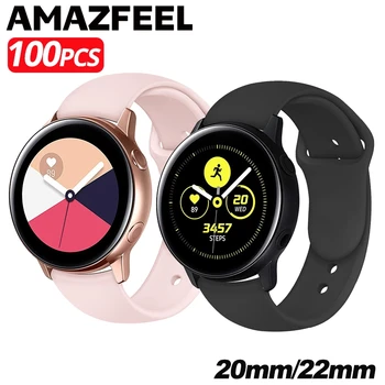 100шт 20 мм, 22 мм и Каишка за Samsung Galaxy Watch 5 4 40 мм Активен Гривна Huawei Watch GT 2 3 Каишка за часовник Amazfit GTS Bip GTR 3