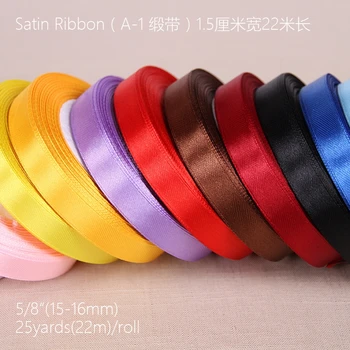 15 мм, 40 цвята, изберете от 25 ярда полиестерни коприни доста обикновена одноцветные сатенени панделки покана карта подарък ръка
