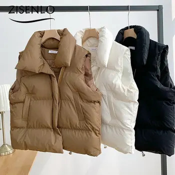 2022 Есен/зима Нова Корейска версия якета без ръкави, с памучна подплата, Жилетка с яка-часова, Палта, якета без ръкави